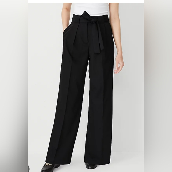 Worthington Pants - Worthington black trousers, elastic waist, size M, wide leg, tie waist
